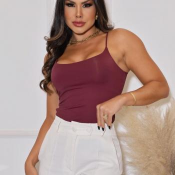 BLUSA ALÇA ROLOTE EM MICROFIBRA