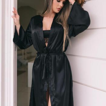 ROBE LONGO EM CETIM SOFITICADO