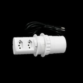 EXTENSÃO MINI TOTEM POP20 2 TOMADAS NBR 3520W BRANCA DUTOTEC