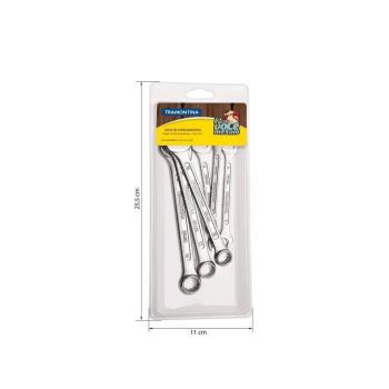 KIT COM 3 CHAVES FIXAS E 3 CHAVES COMBINADAS, CORPO EM ACO ESPECIAL TEMPERADO, CROMADO. TRAMONTINA