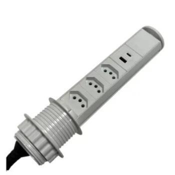 EXTENSÃO MINI TOTEM MANUAL 20 3 TOMADAS NBR + 2 USB RÁPIDO BRANCA DUTOTEC