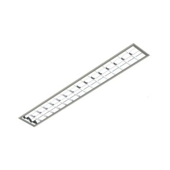 LUMINÁRIA EMBUTIR 2X18/20W 1200MM T8/T5 110/220V ALETADA ALUMÍNIO BRILHANTE 15 ALETAS LUMEPETRO