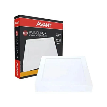 PAINEL PLAFON LED SOBREPOR QUADRADO 22X22 18W 3000K BIVOLT AVANT