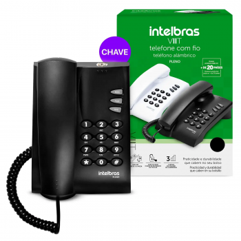 TELEFONE C/FIO PLENO PRETO INTELBRAS