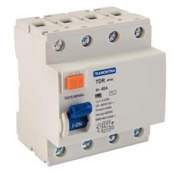 INTERRUPTOR DIFERENCIAL RESIDUAL TDR-4P 40 CLASSE AC 3P+N 40A 30MA 6KA TRAMONTINA