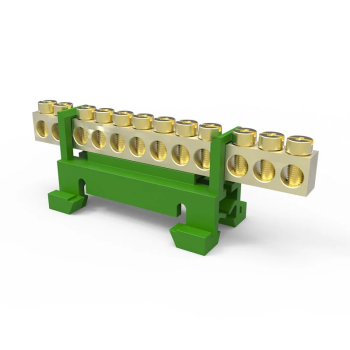 BARRAMENTO TERRA BORNEIRA 12 FUROS C SUPORTE DIN VERDE ENERBRAS