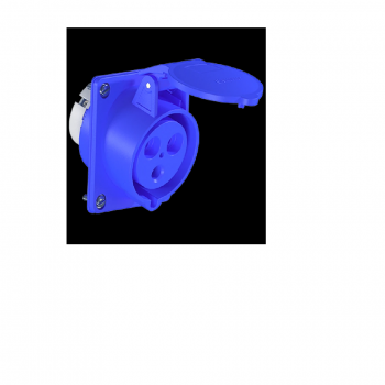 TOMADA FÊMEA INDUSTRIAL EMBUTIR, PLASTICO, 32A 220240V, 2P+T, 6H, IP44, COR AZUL, (PCTE 1UN) DECORLUX