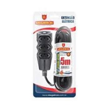 EXTENSAO PP PLANA 3x0,75MM 5M PRETA MEGATRON