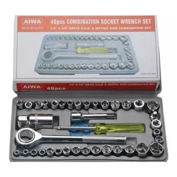 JOGO DE CHAVES DE SOQUETE, COM 40 PECAS AIWA