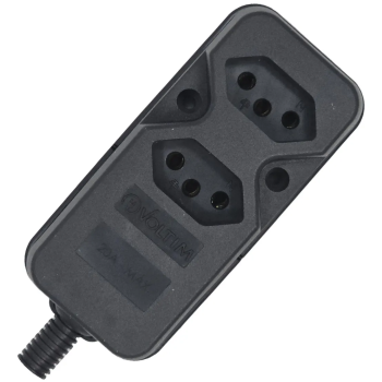TOMADA MULTIPLA  EXTENSÃO 2 SAIDAS 2P+T ATE 20A REFORCADA C/ PRENSA CABO - PRETO - C20 VOLTIM