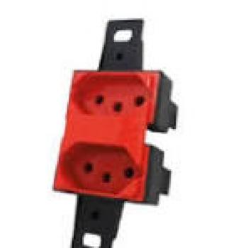 TOMADA DUPLA2P+T 10A 250V  VERMELHA P/ CONDULETE