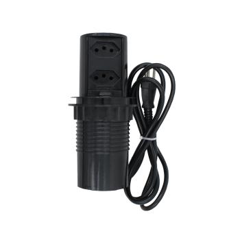 EXTENSÃO MINI TOTEM POP20 2 TOMADAS NBR 3520W PRETA DUTOTEC