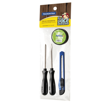 KIT DE FERRAMENTAS 4 PECAS - COM 2 CHAVES DE FENDA + 1 ESTIELTE + 1 FITA ISOLANETE. TRAMONTINA