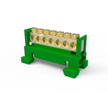 BORNEIRA 7 FUROS COM SUPORTE DIN VERDE ENERBRAS