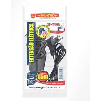 EXTENSAO PP PLANA 3x0,75MM 1,50M PRETA MEGATRON