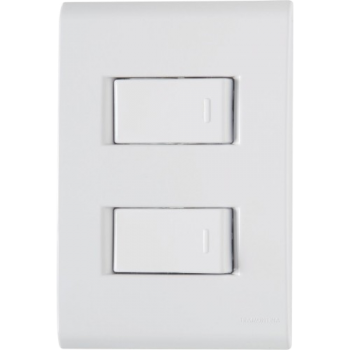 CONJUNTO PLACA 4X2 + 2 INTERRUPTOR SIMPLES EM TERMOPLASTICO 10A/250V LINHA LIZ BRANCO TRAMONTINA