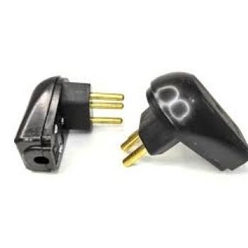 PLUGUE MACHO 2P+T 20A DESMONTAVEL 90° PRETO C/ PRENSA CABO VOLTIM