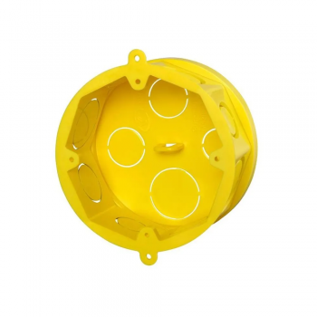 CAIXA LUZ 4X4 OCTAGONAL 10CM PROFUNDIDADE PLASTICO AMARELA MOND.