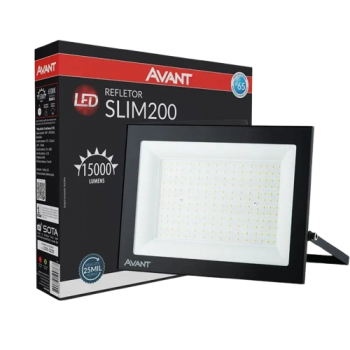 REFLETOR LED SLIM 200W 6500K BRANCO FRIO BIVOLT 15.000 LM AVANT