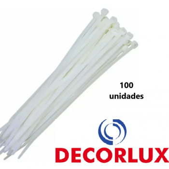ABRACADEIRA DE NYLON, PLASTICO 6,6, 200X4,8MM, COR BRANCO, (PCTE 100UN) DECORLUX