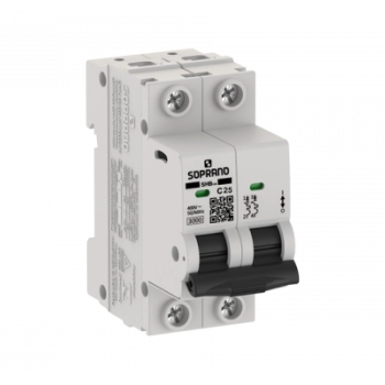 DISJUNTOR BIPOLAR SHB2-GIII-C25 2P 25A 3KA SOPRANO