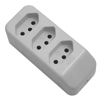 TOMADA MULTIPLA 3 BRANCA P/ EXTENSÃO