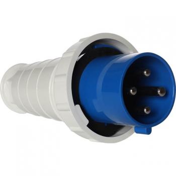 PLUGUE MACHO INDUSTRIAL MÓVEL 63A 4P 200-250V AZUL 9H IP67 MARGIRIUS