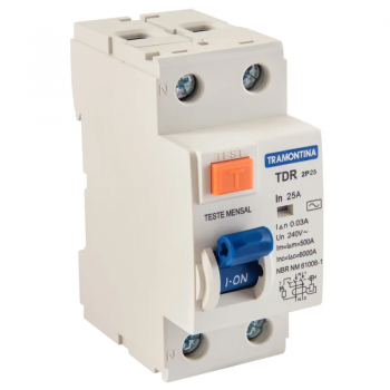 INTERRUPTOR DIFERENCIAL RESIDUAL TDR-2P 25 CLASSE AC 1P+N 25A 30MA 6KA TRAMONTINA