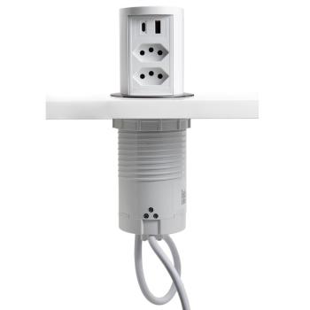 TORRE DE TOMADAS SLIM 80 2 TOMADAS NBR + USB A+C + CARREGAMENTO POR INDUÇÃO MOD 20 BRANCA DUTOTEC