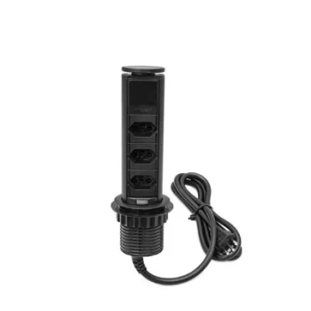 EXTENSÃO MINI TOTEM MANUAL 20 3 TOMADAS NBR PRETA DUTOTEC