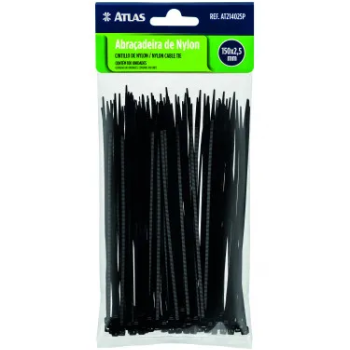 ABRACADEIRA NYLON 3,6 X 200 PRETA 100PCS ATLAS