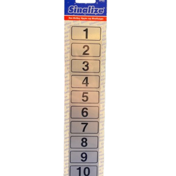 PLACA ETIQUETA ALUMÍNIO 2,5X5CM NUMERAL 1–10 (JOGO) - 100CT