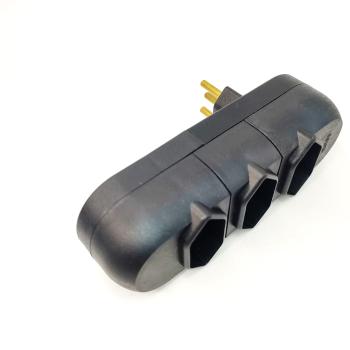 PLUGUE ADAPTADOR MULTIPLICADOR MODULAR 3 SAIDAS 2P+T 10A - PRETO VOLTIM