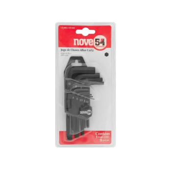 CHAVE ALLEN HEXAGONAL JG 1,5A10MM 9PC CURTA AC 954