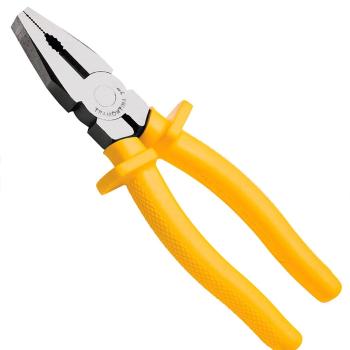 ALICATE UNIVERSAL 8, FORJADO EM ACO ESPECIAL, EMPUNHADURA ISOLADA PVC AMARELO. TRAMONTINA