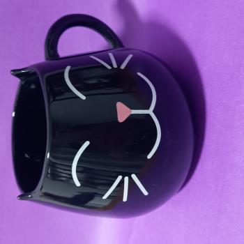 Caneca 3D 500ml Preta Decorada Gatinho