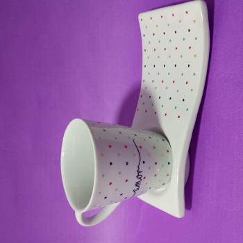 Kit Xícara   Pires 120ml Branca Decorada Amor