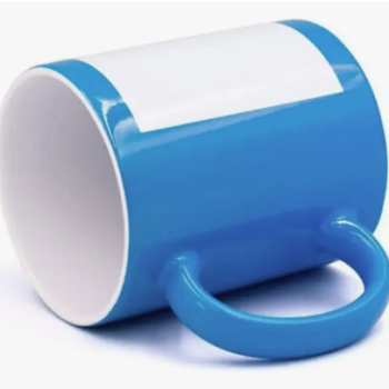 CANECA CERAMICA AZUL C/ TARJA BRANCA 325ML
