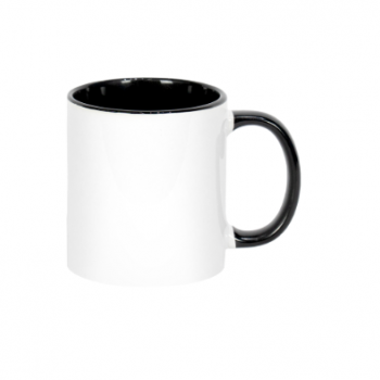 CANECA CERAMICA ALÇA E INERIOR PRETO 325ML - JKB