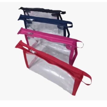 NECESSAIRE PLASTICA TRANSPARENTE - AZUL MARINHO