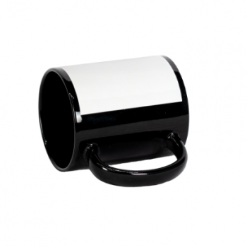 CANECA CERAMICA PRETA COM TARJA BRANCA 325ML - JKB