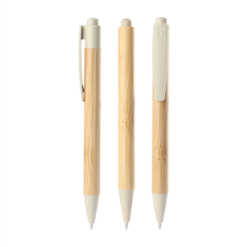 CANETA DE BAMBU DET. PRATA CB10884