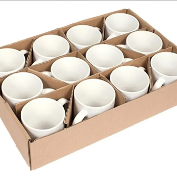 KIT 12 CANECA CERAMICA BRANCA 325ML PRIMEIRA LINHA  - JKB