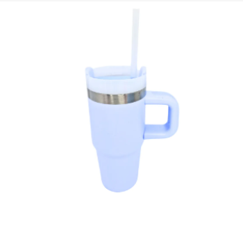 COPO TERMICO 450ml TAMPA ACRILICO E CANUDO - BRANCO