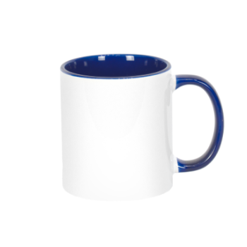 CANECA CERAMICA ALÇA E INERIOR AZUL ESCURO 325ML - JKB