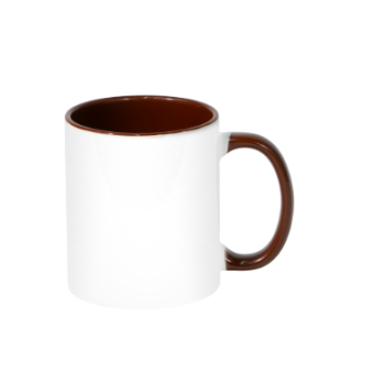 CANECA CERAMICA ALÇA E INERIOR MARROM 325ML - JKB