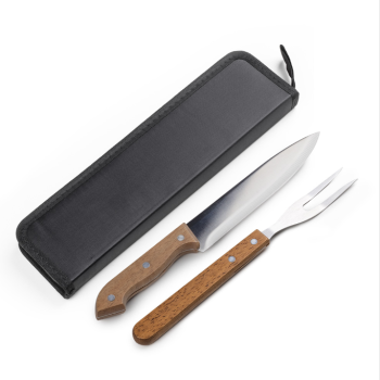 KIT CHURRASCO GARFO + FACA  CABO MADEIRAC/ ESTOJO