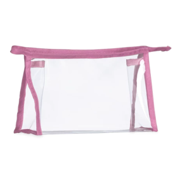 NECESSAIRE PLASTICA TRANSPARENTE - ROSA CLARO