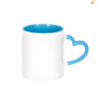 CANECA CERAMICA ALÇA CORAÇÃO AZUL CLARA 325ML - JKB