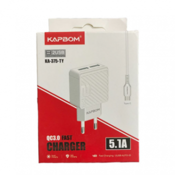 Carregador 5.1 QC3.0 2 tipo C Kapbom